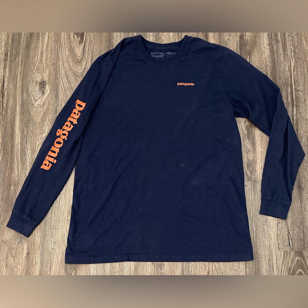 Vintage Men’s Patagonia Responsibili Blue/ Burnt Orange Long Sleeve Shirt- Large